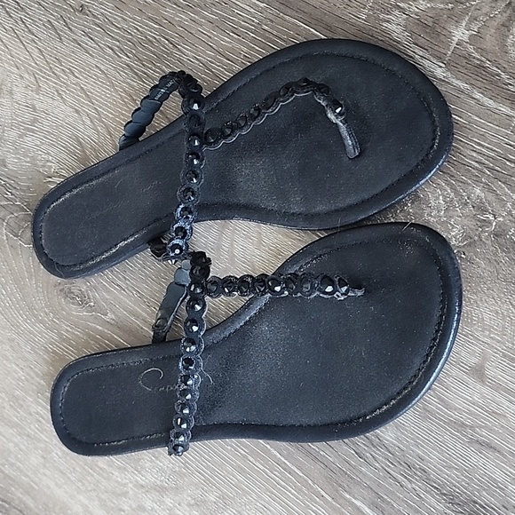Jessica Simpson Karlee Thong Flat Sandals Black 8M - Picture 2 of 7